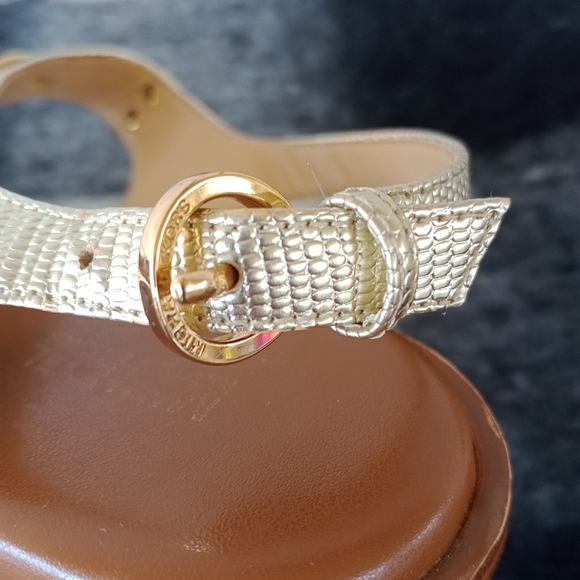 MICHAEL Michael Kors Plate Sandal Gold Metallic Snake Women’s Size 10M - Picture 9 of 13